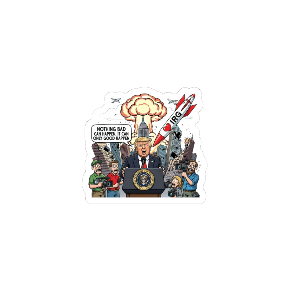 Hearts and Missiles Sticker